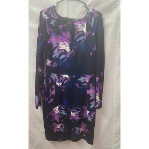 Jennifer Lopez Women's L Purple, Black & White Cut out Top Knee Length dress